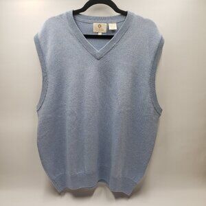 Viyella Sweater Vest Mens L Blue 100% Merino Wool Grandpa Core Classic Retro Vtg